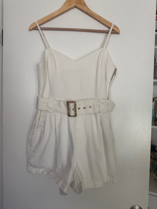 Show Me Your MuMu Pants - Show Me Your MuMu White Belted Denim Romper